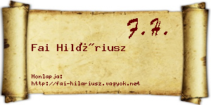 Fai Hiláriusz névjegykártya